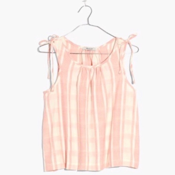 MADEWELL Gingham Tie-Shoulder Checker Print Crop Large - Picture 3 of 12